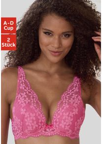 Push-up-BH Petite Fleur, Damen, Gr. 90, Cup B, pink (pink, wei&szlig;), Spitze, Obermaterial: 60% Polyamid, 35% Polyester, 5% Elasthan, BHs Push-up-BH, in High Apex Schnittform, Dessous, Topseller