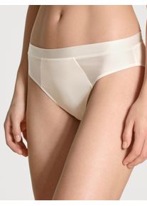 Slip Calida "Cate", Herren, Gr. XXS (32/34), wei&szlig; (alabaster creme), Single Jersey, Obermaterial: 92% Baumwolle, 8% Elasthan, unifarben, normal, Unterhosen Slip, schimmernde Satin-Blende, femininer Look, Single Jersey, elastisch