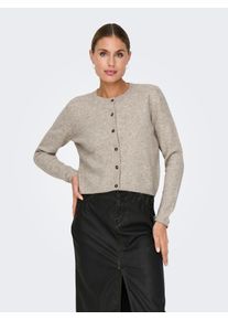 Jacqueline de Yong Strickjacke JDY "JDYCHLOE LIFE L/S CARDIGAN KNT NOOS", Damen, Gr. L, turtledove detail:melange, Strick, Obermaterial: 52% Polyester, 36% Polyacryl, 10% Wolle, 2% Elasthan, meliert, unifarben, taillenbedeckt, Rundhals, Strickb&uuml;ndchen, Strickjacken Strickjacke, Materialmix