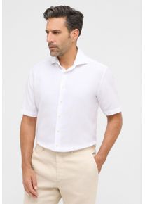 Kurzarmhemd Eterna "MODERN FIT", Damen, Gr. 48, Normalgr&ouml;&szlig;en, wei&szlig;, Twill, 59% Baumwolle, 41% Leinen, tailliert, Hemden Kurzarmhemd, EASY IRON (b&uuml;gelleicht)