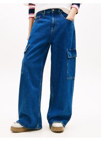 Loose-fit-Jeans Tommy Jeans "CHARLIE MR LOOSE WD CARGO BJ4133", Damen, Gr. 31, L&auml;nge 32, denim medium, Denim/Jeans, Obermaterial: 99% Baumwolle, 1% Elasthan, weit, Jeans Loose-fit-Jeans