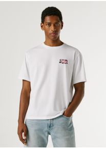 Langarmshirt Pepe Jeans "EGGO LONG N", Herren, Gr. S, wei&szlig;, Jersey, Obermaterial: 100% Baumwolle, bedruckt, regular fit normal, Rundhals, Shirts Langarmshirt, aus reiner Baumwolle, Rundhals