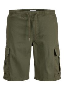 Jack & Jones PlusSize Cargoshorts "JPSTCOLE DYLAN CARGO SHORTS MID PLS", Damen, Gr. 42 (4XL), N-Gr, olive night, Web, Obermaterial: 98% Baumwolle, 2% Elasthan, JACK & JONES PLUSSIZE, unifarben, relaxed fit, Hosen Cargoshorts