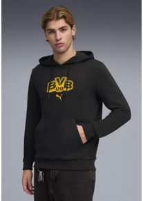 Kapuzensweatshirt Puma "BVB FTBLCULTURE HOODIE", Herren, Gr. XL, Puma schwarz, faster gelb, Sweatware, Obermaterial: 68% Baumwolle, 32% Polyester, gemustert, regular fit normal, angesetztes B&uuml;ndchen, Sweatshirts Kapuzensweatshirt, sportlicher Stil, Regular Fit