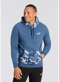 Kapuzensweatshirt Puma "ESS CAMO HOODIE FL", Herren, Gr. XL, blau (schwarz indigo), Fleece, Obermaterial: 66% Baumwolle, 34% Polyester, tarnfarben, regular fit normal, Rundhals, angesetztes B&uuml;ndchen, Sweatshirts Kapuzensweatshirt, Regular Fit, sportlicher Stil, mit Kapuze, mit K&auml;ngurutasche