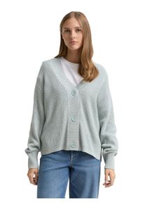 Cardigan Tom Tailor Denim, Damen, Gr. S (36), silber cloud blau melange, Strick, Obermaterial: 50% Baumwolle, 50% Polyacryl, regular fit taillenbedeckt, V-Ausschnitt, B&uuml;ndchen, Strickjacken Cardigan, mit Strickstruktur und Knopfleiste