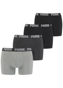 Boxershorts Puma "Puma MEN EVERYDAY BOXER 4P ECOM", Herren, Gr. M, schwarz (schwarz, grau), Jersey, Obermaterial: 95% Baumwolle, 5% Elasthan, unifarben mit Farbeinsatz, eng, Unterhosen Boxershorts, mit breitem Logo-Webbund