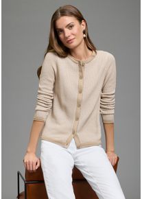 Strickjacke Laura Scott, Damen, Gr. 48/50, beige, Strick, Obermaterial: 50% Baumwolle, 50% Polyacryl, Waffelmuster, figurumspielend h&uuml;ftlang, Rundhals, Strickkante, Strickjacken Strickjacke, leichter &Uuml;bergangsstrick mit moderner Struktur und Knopfleiste, Topseller