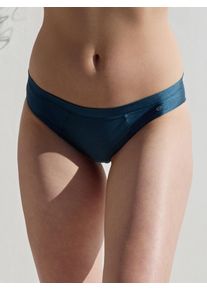 Slip Calida "Cate", Herren, Gr. L (48/50), blau, Single Jersey, Obermaterial: 92% Baumwolle, 8% Elasthan, unifarben, normal, Unterhosen Slip, schimmernde Satin-Blende, femininer Look, Single Jersey, elastisch