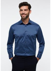 Langarmhemd Eterna "MODERN FIT", Damen, Gr. 43, Normalgr&ouml;&szlig;en, blau (midnight), Twill, 100% cotton, tailliert, Manschette, Hemden Langarmhemd, NON IRON (b&uuml;gelfrei)