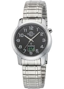 Funkuhr MASTER TIME "Basic", silber (silberfarben, schwarz), Armbanduhren, Damen, Funkuhr, Armbanduhr, Quarzuhr, Damenuhr, Datum, Flexband, Zugband