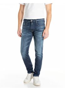 Slim-fit-Jeans Replay "ANBASS Jeans", Herren, Gr. 36, L&auml;nge 34, blau (dunkelblau used), Denim/Jeans, Obermaterial: 95% Baumwolle, 3% Elastomultiester, 2% Elasthan, slim fit normal, Jeans Slim-fit-Jeans