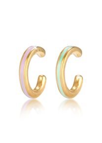 Schmuckset Elli "Ohrringe Buntes Emaille Earcuff 2er Set 925 Silber" Gr. 12, gold, Ohrringe, Damen, 12, Schmuckset