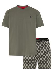 Shorty HUGO UNDERWEAR "Aaron", Herren, Gr. XL (54), dunkelgr&uuml;n 306, Jersey, Obermaterial: 95% Baumwolle, 5% Elasthan, regular fit, Rundhals, Homewear-Sets Shorty, aus Stretch-Baumwolle mit Stack-Logos, regular fit