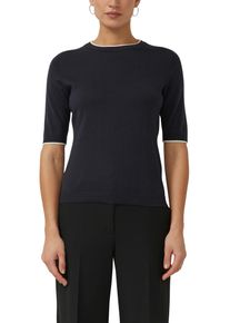 Rundhalspullover s.Oliver BLACK LABEL, Damen, Gr. 48, navy, Strick, Obermaterial: 50% Baumwolle, 50% Modal, unifarben, regular fit normal, Rundhals, Rippb&uuml;ndchen, Pullover Rundhalspullover, mit Rippb&uuml;ndchen