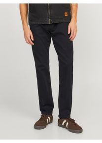 Jack & Jones Tapered-fit-Jeans JACK & JONES "JJIMIKE JJORIGINAL SQ 223", Herren, Gr. 28, L&auml;nge 32, schwarz (schwarz denim), Denim/Jeans, Obermaterial: 76% Baumwolle, 22% Polyester, 2% Elasthan, clean, bequem, Jeans Tapered-fit-Jeans, Stonewashed f&uuml;r einen Used-Look mit Faded-Effekten