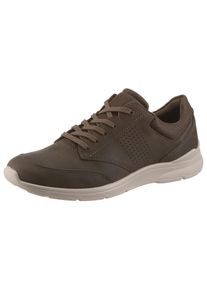 Sneaker Ecco "IRVING", Herren, Gr. 50, braun (braun 2), Nubukleder, Textil, Schuhe Sneaker, mit wei&szlig;er Laufsohle, Freizeitschuh, Halbschuh, Schn&uuml;rschuh