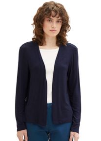 Cardigan Tom Tailor, Damen, Gr. XL (42), blau (dunkelblau), Strick, Obermaterial: 98% Viskose, 2% Elasthan, unifarben, l&auml;ssig geschnitten h&uuml;ftbedeckend, Rundhals, Strickjacken Cardigan, ohne Verschluss
