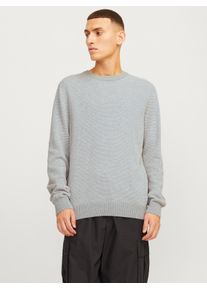 Jack & Jones Rundhalspullover JACK & JONES "JJEGLOBE KNIT CREW NECK NOOS", Herren, Gr. XL, grau (light grau melange), Strick, Obermaterial: 100% Baumwolle, meliert, regular fit taillenbedeckt, Rundhals, Rippb&uuml;ndchen, Pullover Rundhalspullover, in Strick Optik