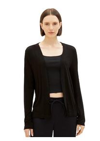 Cardigan Tom Tailor, Damen, Gr. M (38), schwarz, Strick, Obermaterial: 98% Viskose, 2% Elasthan, unifarben, l&auml;ssig geschnitten h&uuml;ftbedeckend, Rundhals, Strickjacken Cardigan, ohne Verschluss, Topseller