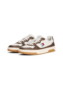 Sneaker Tommy Jeans "(NEW) TJM CUPSOLE LEATHER ESS", Herren, Gr. 46, braun (ivory, braun), Leder, Lederimitat, Textil, kontrastfarbene Details, Schuhe Sneaker, Freizeitschuh, Halbschuh, Schn&uuml;rschuh im Basket-Look