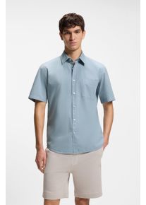 Kurzarmhemd BOSS Orange, Damen, Gr. XL, N-Gr, light, pastel blau458, Web, Obermaterial: 100% Baumwolle, unifarben, regular fit normal, Rundhals, abgesteppte Kante, Hemden Kurzarmhemd, Regular Fit, Kentkragen, Kurzarm