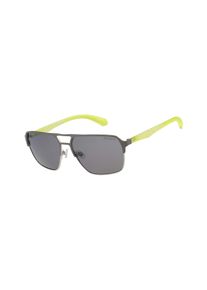 Sonnenbrille Superdry "Modell 995064", Herren, dunkles silber, neon gr&uuml;n, matt, Sonnenbrillen Sonnenbrille, Form Pilot, Logoschriftzug auf B&uuml;gel, Kombifassung
