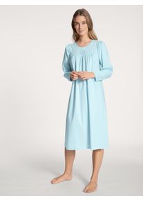 Nachthemd Calida "Soft Cotton", Damen, Gr. L (48/50), N-Gr, blau (hellblau), Interlock, Obermaterial: 100% Baumwolle, unifarben, comfort fit kniebedeckend, Rundhals, Kleider Nachthemd, Raglan&auml;rmeln, Langarm, Interlock-Qualit&auml;t, Rundhals, feminin