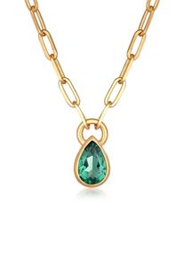 Silberkette Elli Premium "Halskette Quarz Tropfen Chain Optik 925 Silber rhodiniert" Gr. 45, gold, Halsketten, Damen, mit Stein, Silber 925 (Sterlingsilber), Silberkette