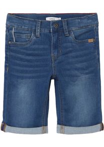 Jeansshorts name it "NKMTHEO XSL DNM L SHORTS 6622-CL NOOS", Jungen, Gr. 128, N-Gr, blau (medium blau denim), Denim/Jeans, Obermaterial: 41% Viskose, 31% Baumwolle, 25% Polyester, 3% Elasthan, unifarben, slim fit kurz, Jeans Jeansshorts, Viskosemischung, Stretch, Topseller