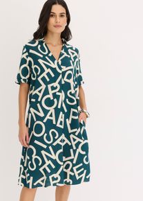 bonprix Kleid aus flie&szlig;ender Viskose, petrol, Gr.50, schickes Kleid aus flie&szlig;ender Viskose