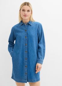 bonprix Jeanskleid Langarm mit Streifen Baumwolle, blau, Gr.36, Jeanskleid Langarm mit Streifen, Baumwolle, aus 100% Baumwolle