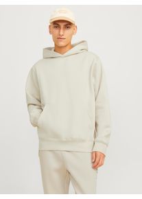 Jack & Jones Kapuzensweatshirt JACK & JONES "JJEURBAN EDGE SWEAT HOOD NOOS", Herren, Gr. XL, gelb (moonbeam), angeraute Sweatware, Obermaterial: 70% Baumwolle, 30% Polyester, unifarben, relaxed fit taillenbedeckt, ohne Ausschnitt, Rippb&uuml;ndchen, Sweatshirts Kapuzensweatshirt, mit K&auml;ngurutasche