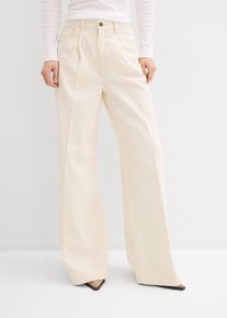 bonprix Super Wide Palazzo-Jeans Baumwolle, beige, Gr.42, Super Wide Palazzo-Jeans, Baumwolle, 100% Baumwolle