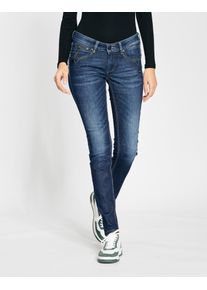 Skinny-fit-Jeans Gang "94NIKITA", Damen, Gr. 26, N-Gr, blau (blau schwarz wash), Denim/Jeans, Obermaterial: 82% Baumwolle, 16% Polyester, 2% Elasthan, skinny fit lang, Jeans Skinny-fit-Jeans, mit Zipper-Detail an der Coinpocket