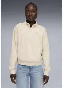 Langarmshirt Puma "CLASS RELAXED HALF-ZIP CREW", Damen, Gr. S, alpine snow, Sweatware, Obermaterial: 68% Baumwolle, 32% Polyester, unifarben, relaxed fit kurz, Shirts Langarmshirt, mit Stehkragen, mit Rei&szlig;verschluss, mit Eingrifftaschen