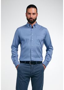 Langarmhemd Eterna "MODERN FIT", Damen, Gr. 44, verk&uuml;rzte &Auml;rmell&auml;ngen, blau, Twill, 4% Elasthan, 26% Polyamid, 70% Lyocell, tailliert, Manschette, Hemden Langarmhemd, EASY IRON (b&uuml;gelleicht)
