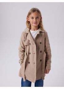 Trenchcoat name it "NKFMADELIN TRENCH COAT NOOS", M&auml;dchen, Gr. 122, savannah tan, Web, Obermaterial: 85% Polyester, 15% Baumwolle, unifarben, regular fit ca. Mitte Oberschenkel, mit Riegel, M&auml;ntel Trenchcoat