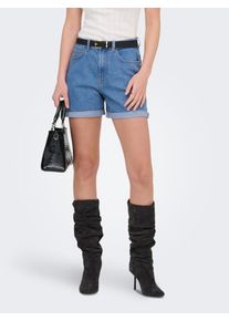 Jeansshorts Only "ONLLAURA HW FOLD UP SHORT BOX DNM", Damen, Gr. XL, N-Gr, medium blau denim, Denim/Jeans, Obermaterial: 80% Baumwolle, 19% Polyester, 1% Elasthan, unifarben, kurz, Jeans Jeansshorts, Baumwoll-Denim mit Stretch, regular fit, high waist