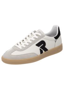 Sneaker RIEKER SPORT "San Diego Swing2GO", Herren, Gr. 43, schwarz-wei&szlig; (sanftes wei&szlig;, schwarz), Leder, Veloursleder, kontrastfarbene Details, Schuhe Sneaker, Retro-Sneaker aus der neuen Christoph Kramer Kollektion