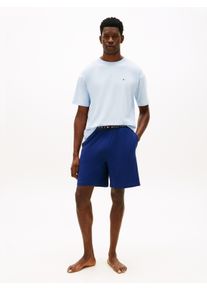 Schlafanzug, Damen, Gr. M (50), blau, Web, Obermaterial: 95% Baumwolle, 5% Elasthan, Tommy Hilfiger Underwear, unifarben, regular fit kurz, Rundhals, eingesetzt abgesteppte Kante, Homewear-Sets Schlafanzug, Regular fit mit elastischem Bund