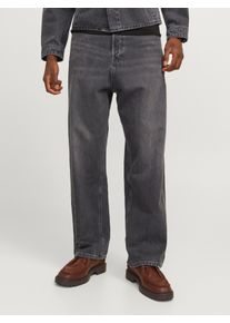 Jack & Jones Relax-fit-Jeans JACK & JONES "JJIRON JJORIGINAL SBD 692 SN", Herren, Gr. 34, L&auml;nge 32, schwarz (schwarz denim), Denim/Jeans, Obermaterial: 100% Baumwolle, Abriebeffekte, relaxed fit normal, Jeans Relax-fit-Jeans