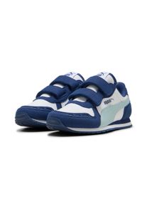Sneaker Puma "CABANA RACER SL 20 V PS", M&auml;dchen, Gr. 33, Puma wei&szlig;, fresh water, blau jewel, Synthetik, Schuhe Sneaker, mit Klettverschluss, leichtes Tragegef&uuml;hl, mit Gummilaufsohle