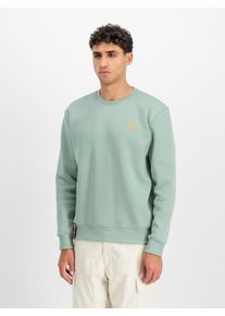 Sweatshirt Alpha Industries "Basic Sweater small Logo", Herren, Gr. M, frost gr&uuml;n, angeraute Sweatware, Obermaterial: 80% Baumwolle, 20% Polyester, bedruckt, normal normal, Rundhals, Rippb&uuml;ndchen, Sweatshirts Sweatshirt, Baumwollmischung, regular fit