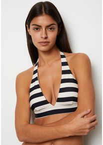 Marc O'Polo Triangel-Bikini-Top MARC O'POLO "Classic Stripes", Damen, Gr. XS, N-Gr, schwarz-wei&szlig; (schwarz, wei&szlig;), Elasthan, Polyamid, l&auml;ngsgestreift, Bikini-Oberteile Triangel-Bikini-Top, mit Logoschriftzug