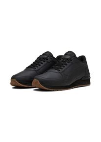 Sneaker Puma "ST RUNNER V4 L", Herren, Gr. 44,5, Puma schwarz, strong gray, gum, Leder, Schuhe Sneaker, mit Retro-Style, mit SOFTFOAM+ Einlegesohle, mit Gummilaufsohle