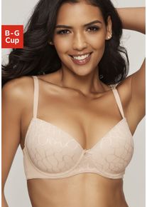 Schalen-BH Lascana "Chiara", Damen, Gr. 80, Cup E, braun (toffee), Spitze, Obermaterial: 85% Polyamid (TACTEL), 15% Elasthan (LYCRA), BHs Schalen-BH, mit graphischem Netz-Muster, Dessous