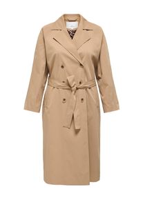Trenchcoat Only CARMAKOMA "CARDORIANA LIFE LEO TRENCHCOAT OTW", Damen, Gr. XL, tannin detail:leo, Web, Obermaterial: 100% Polyester, unifarben mit Farbeinsatz, kniebedeckend, M&auml;ntel Trenchcoat