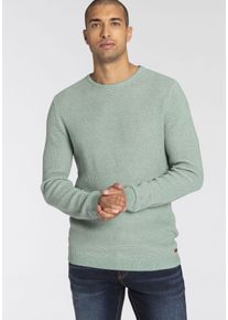 Rundhalspullover Bruno Banani, Herren, Gr. S (44/46), gr&uuml;n (gr&uuml;n melange), Strick, Obermaterial: 50% Baumwolle, 50% Polyacryl, meliert, schmal, Rundhals, B&uuml;ndchen, Pullover Rundhalspullover