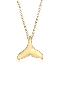 Kette mit Anh&auml;nger Elli "Halskette Walflosse Fisch Meer Ozean 925 Silber" Gr. 45, gold, Halsketten, Damen, ohne Stein, Silber 925 (Sterlingsilber), Kette mit Anh&auml;nger